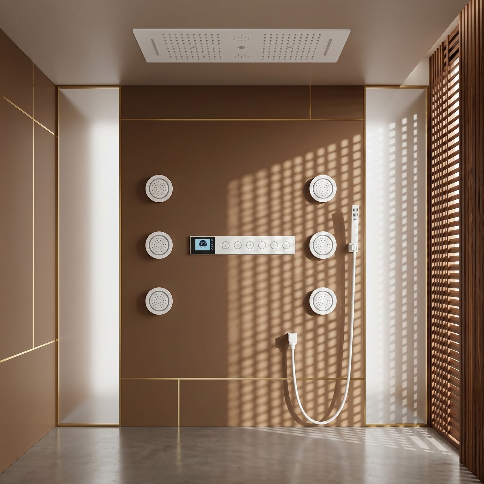 Architectural recessed ceiling shower heads